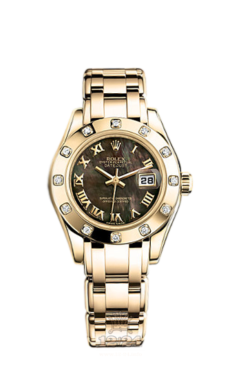 Rolex Pearlmaster Watch 80318-0003 29 mm Yellow gold Case Black Dial