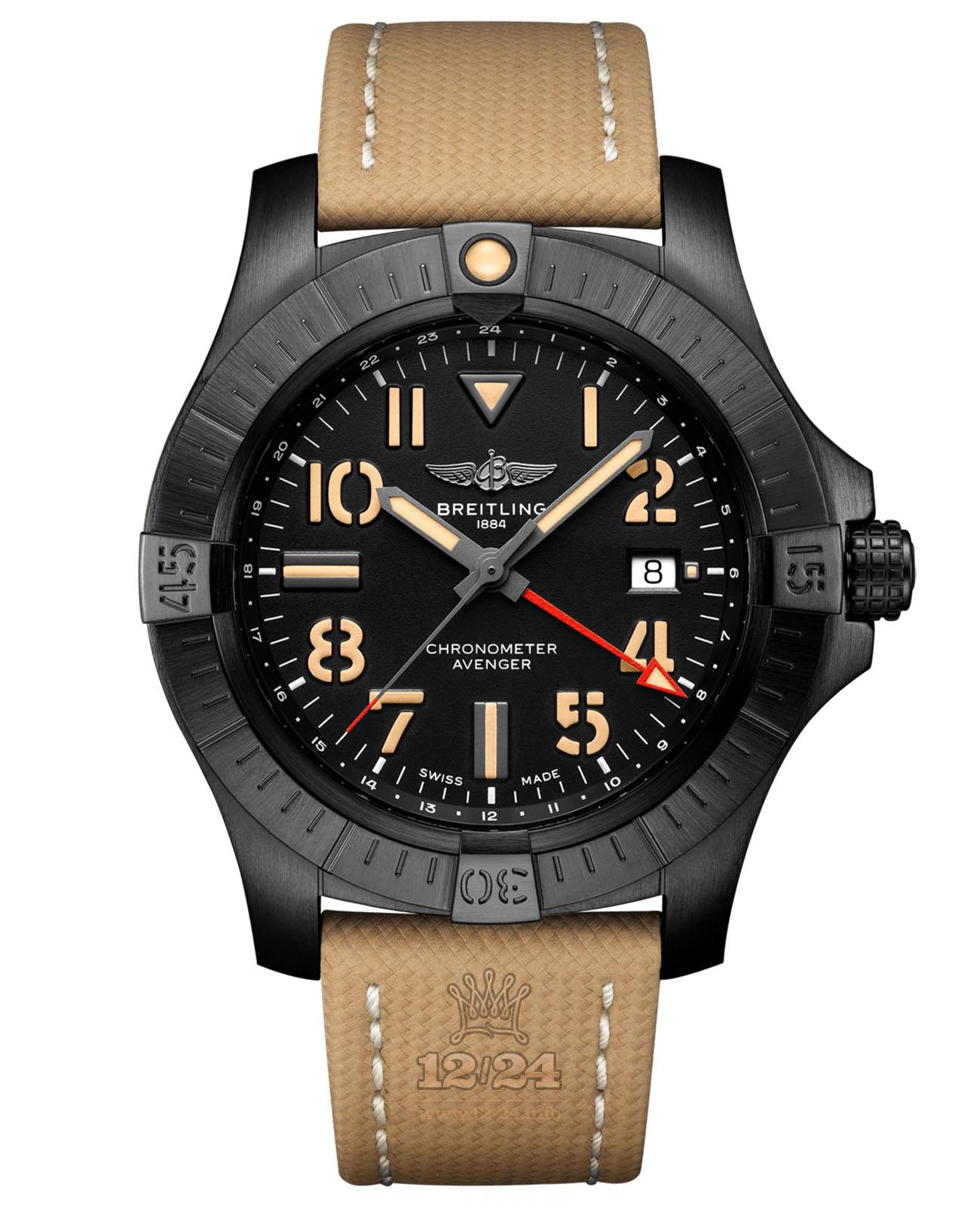Breitling Avenger Watch V32395101B1X2 45 mm Titanium DLC coating Case Black Dial