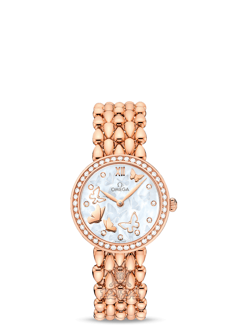 Omega Prestige Watch 424.55.27.60.55.003 27 mm Pink gold Case White Dial
