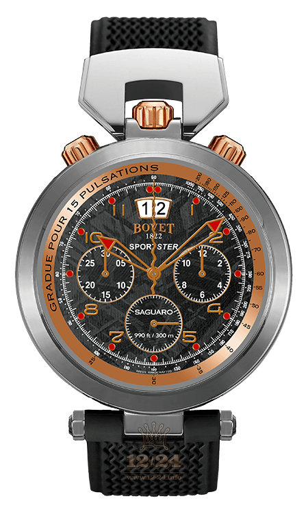 Bovet Sportster Watch SP0392 46 mm Stainless steel Pink gold Case Black Dial