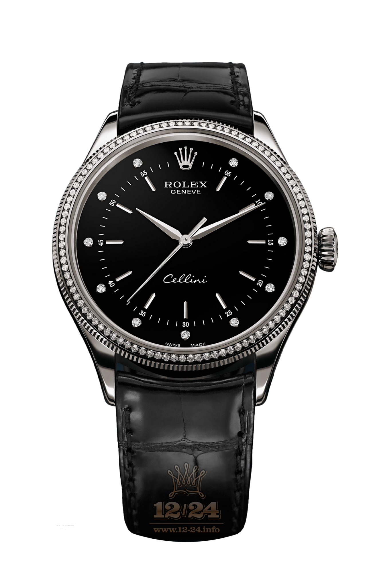 Rolex Cellini Time Watch 50609rbr-0007 39 mm White gold Case Black Dial