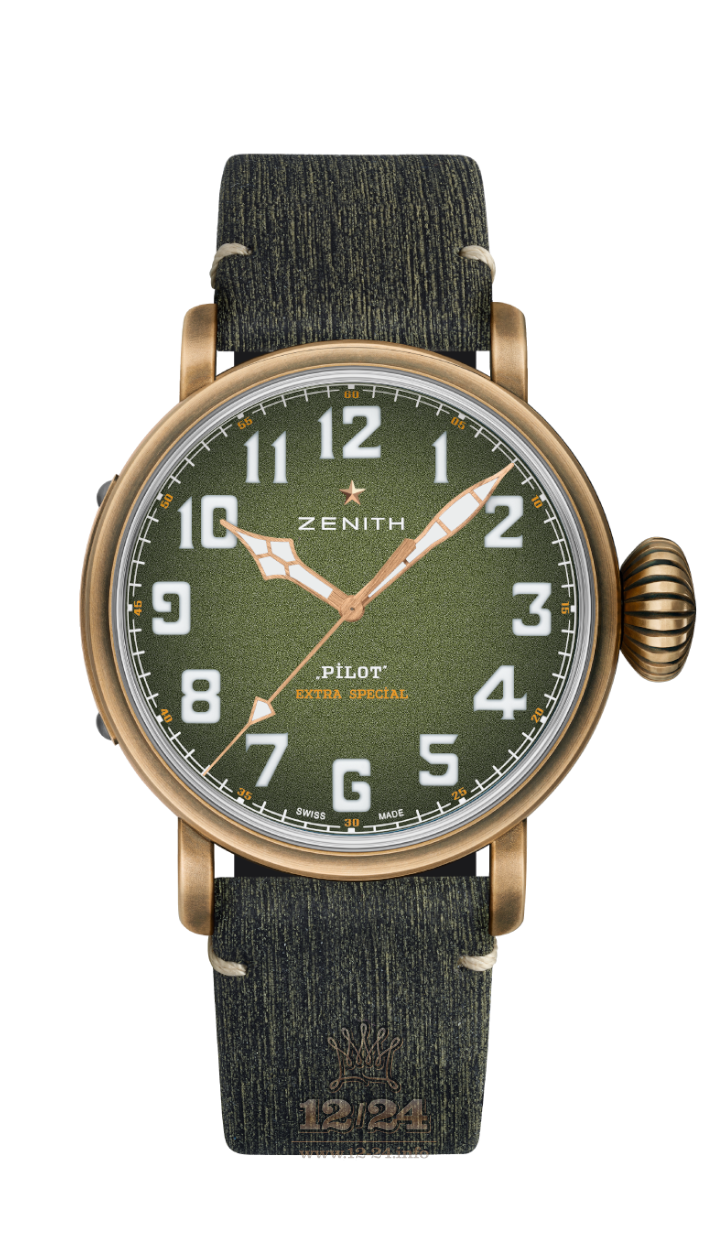 Zenith Pilot Watch 29.2430.679/63.C813 45 mm Bronze Case Green Dial