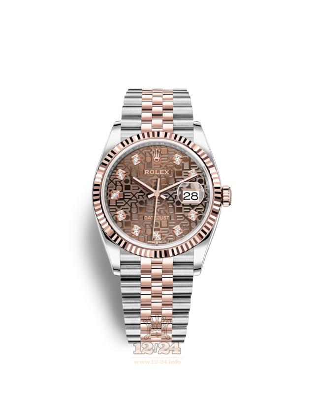Rolex Datejust Watch 126231-0025 36 mm Steel / Pink gold Case Brown (chocolate) Dial
