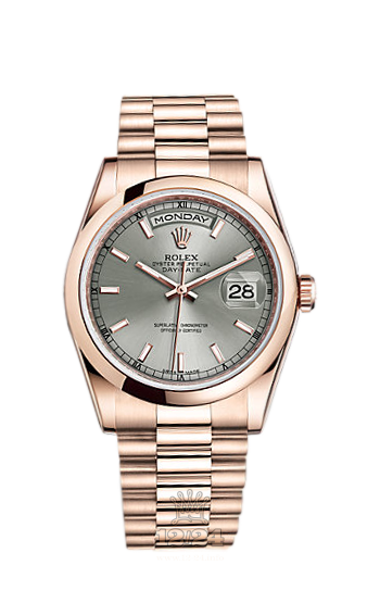 Rolex Day-Date Watch 118205f-0137 36 mm Pink gold Case Gray Dial