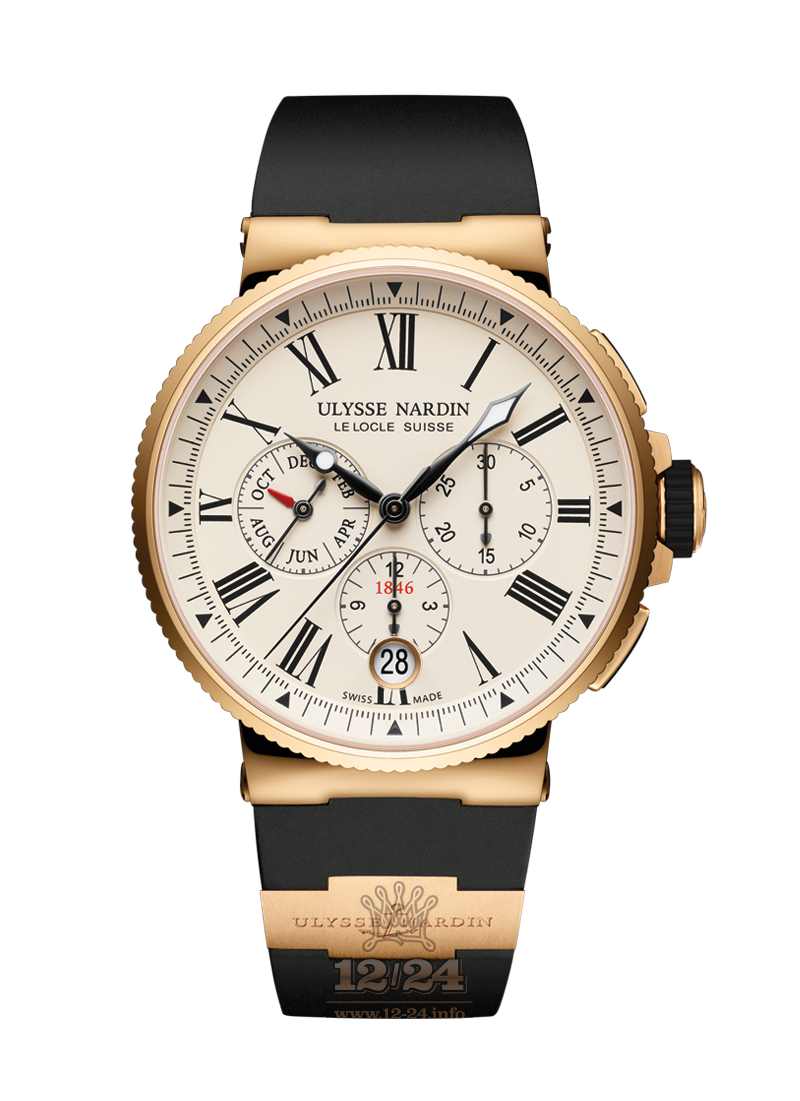 Ulysse Nardin Marine Watch 1532-150-3/40 43 mm Pink gold Case White Beige Dial