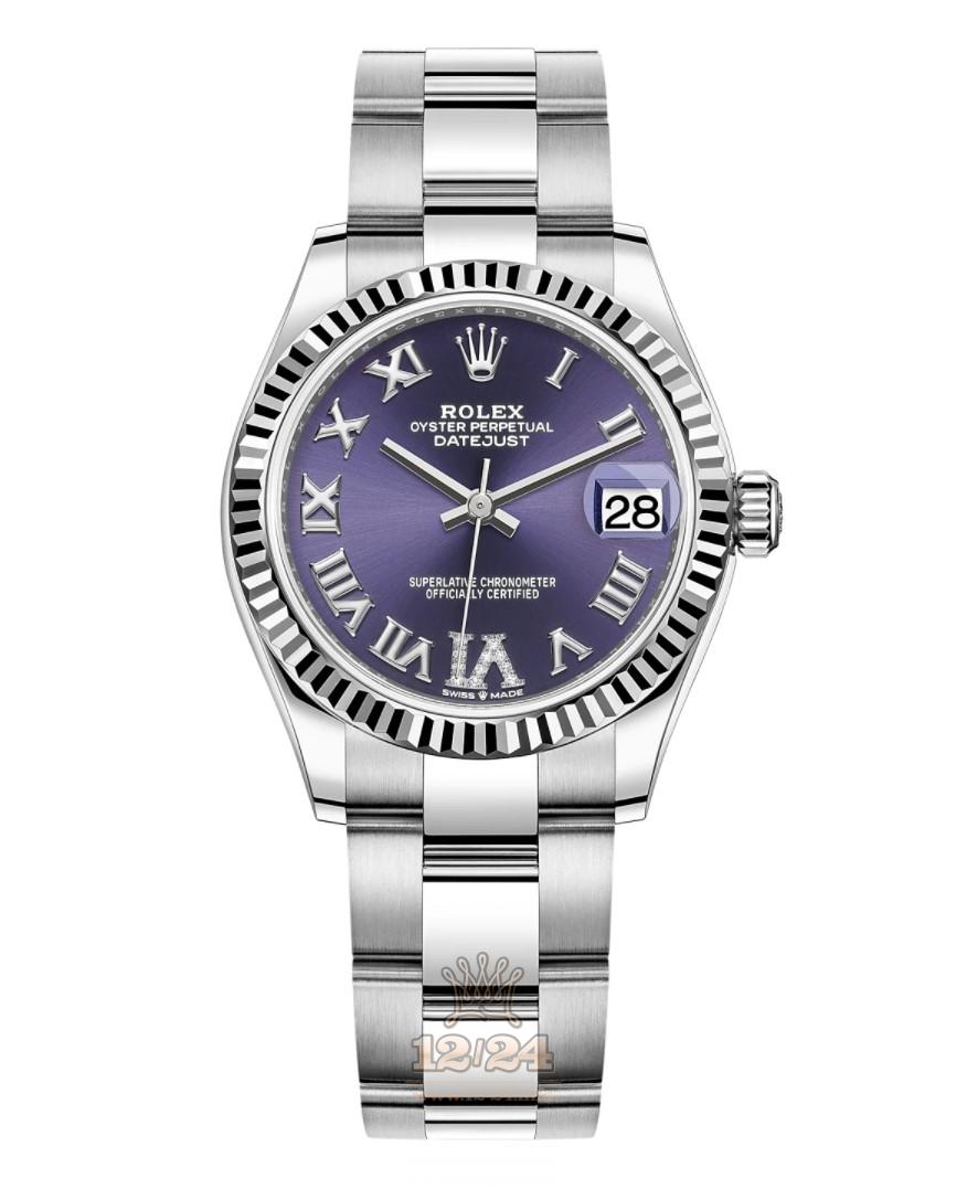Rolex Datejust Watch 278274-0025 31 mm Stainless steel White gold Case Purple Dial