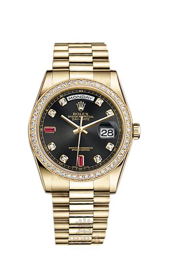 Rolex Day-Date Watch 118348-0148 36 mm Yellow gold Case Black Dial