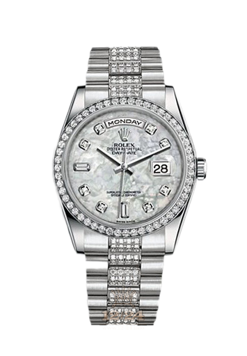 Rolex Day-Date Watch 118346-0073 36 mm Platinum Case White Dial