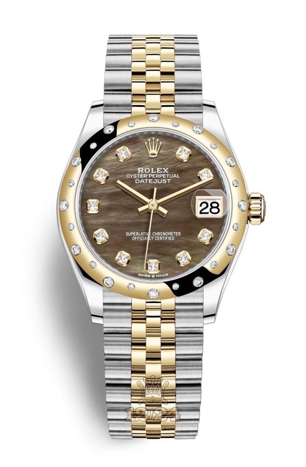 Rolex Datejust Watch 278343rbr-0024 31 mm Stainless steel Yellow gold Case Black Dial
