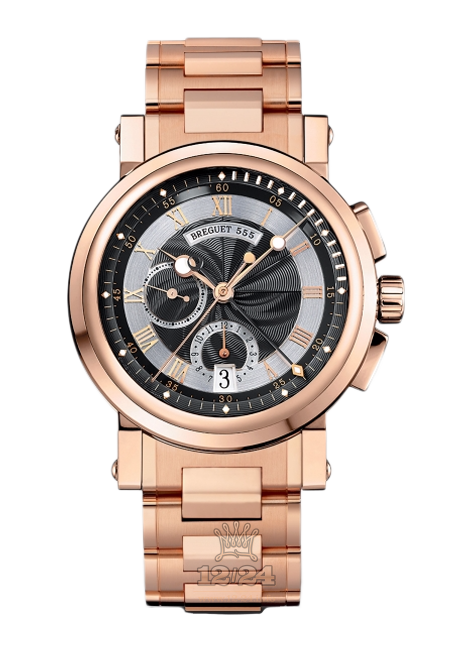 Breguet Marine Watch 5827BR/Z2/RM0 42 mm Pink gold Case Black Silver Dial