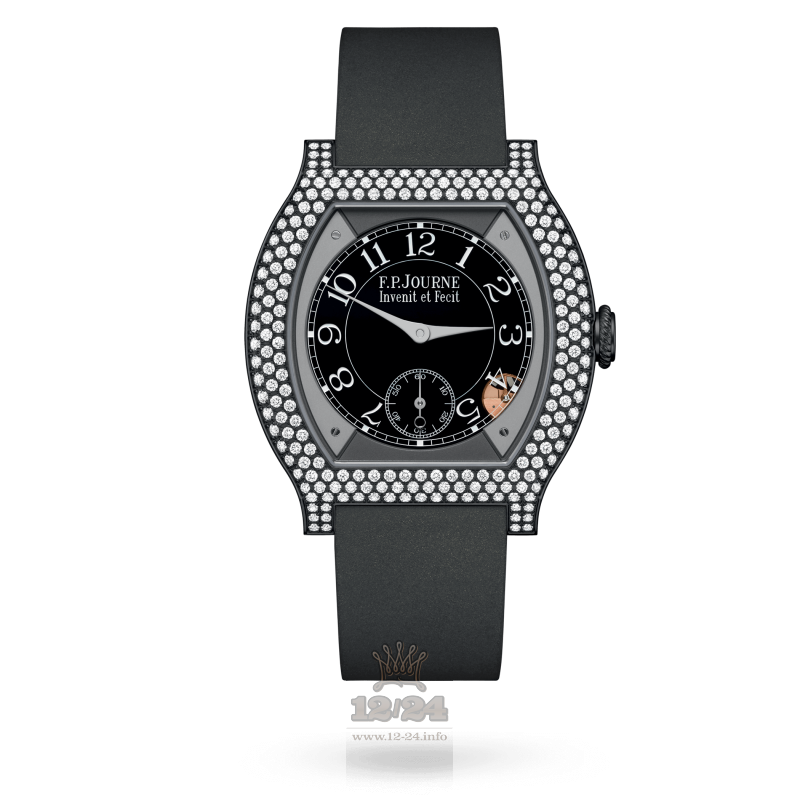 F.P.Journe Elegante Watch 40 mm titalytr 12 rows of diamonds 40 mm Titanium Case Black Dial