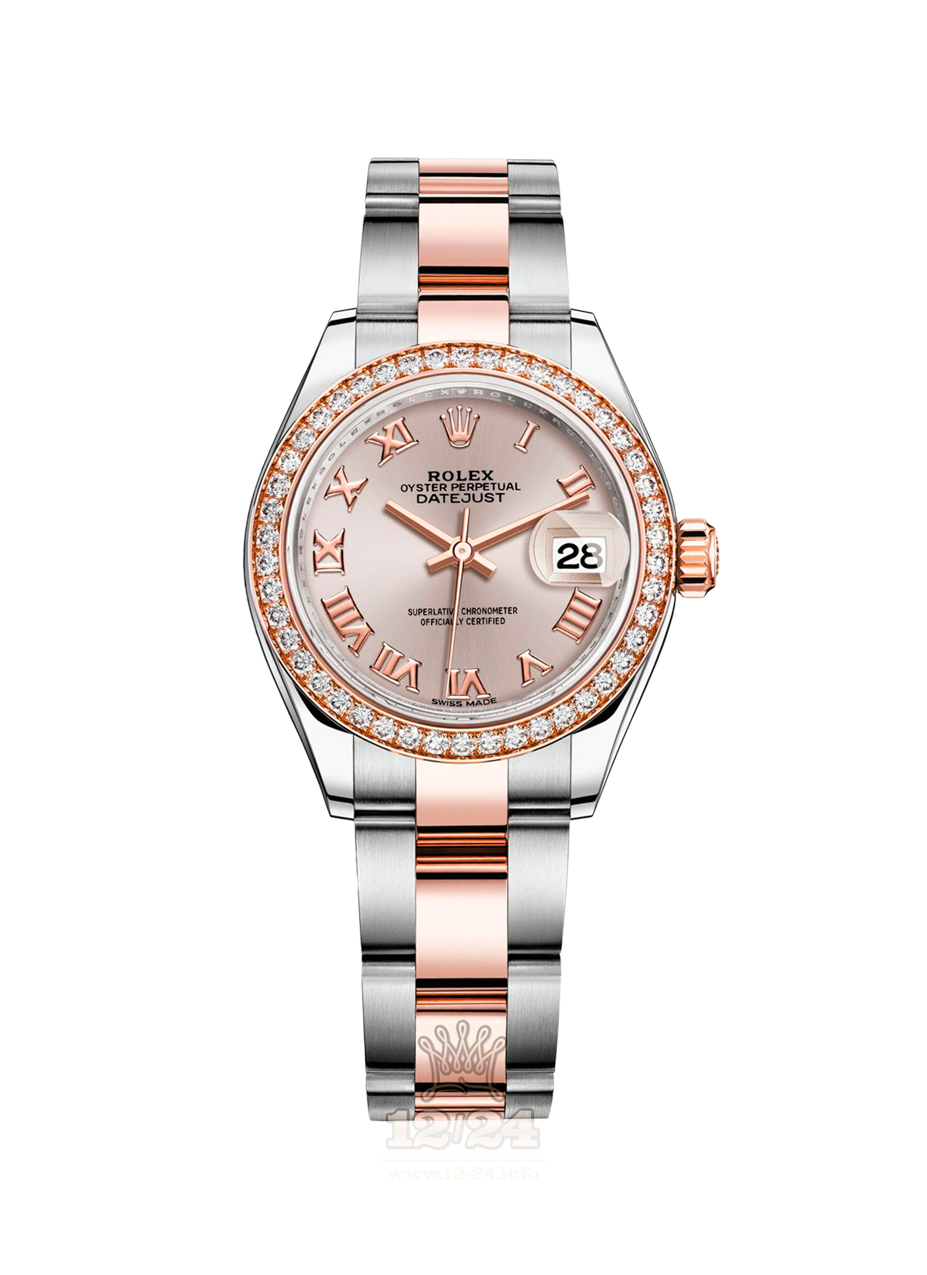 Rolex Datejust Watch 279381rbr-0006 28 mm Steel / Pink gold Case Silver Pink Dial