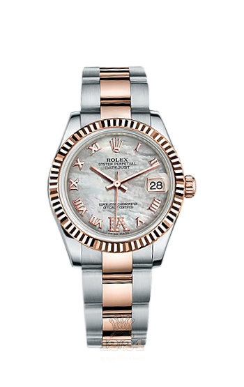 Rolex Lady-Datejust Watch 178271-0077 31 mm Steel / Pink gold Case White Dial