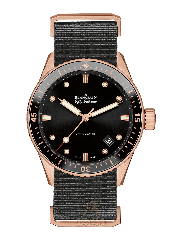 Blancpain Fifty Fathoms Watch 5000-36S30-NAB A 43 mm Pink gold Case Black Dial