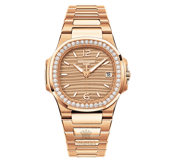 Patek Philippe Nautilus Watch 7010/1R-012 32 mm Pink gold Case Golden Dial