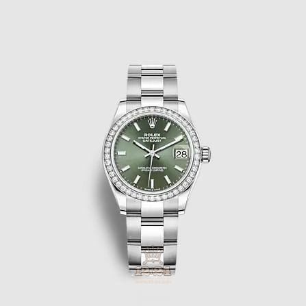 Rolex Datejust Watch 278384rbr-0021 31 mm Stainless steel White gold Case Green Dial