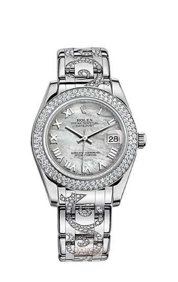 Rolex Pearlmaster Watch 81339-0054 34 mm White gold Case White Dial