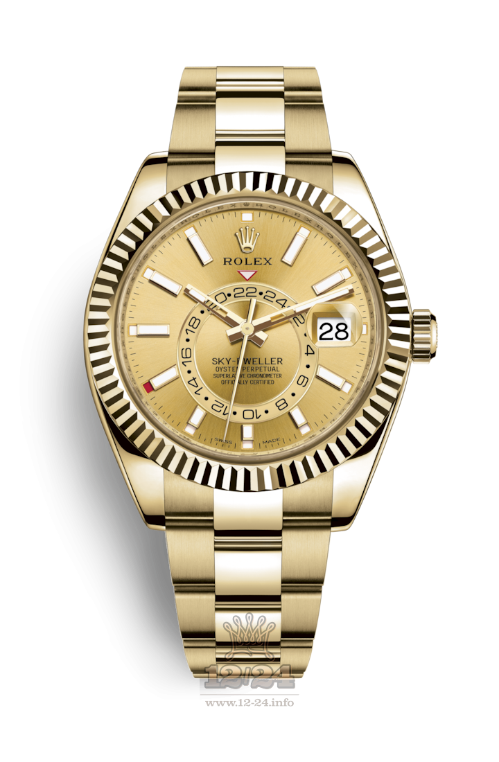 Rolex Sky-Dweller Watch 326938-0003 42 mm Yellow gold Case Golden Dial