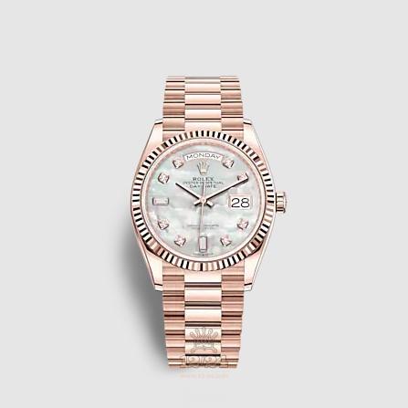 Rolex Day-Date Watch 128235-0029 36 mm Pink gold Case White Dial
