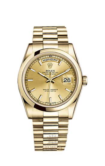 Rolex Day-Date Watch 118208-0062 36 mm Yellow gold Case Golden Dial