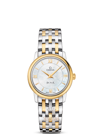 Omega Prestige Watch 424.20.27.60.05.001 27 mm Steel / Yellow gold Case White Dial