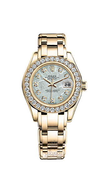 Rolex Pearlmaster Watch 80298-0075 29 mm Yellow gold Case Gray Silver Dial