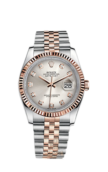 Rolex Datejust Watch 116231-0099 36 mm Steel / Pink gold Case Silver Dial