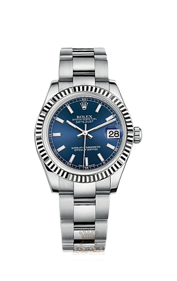 Rolex Datejust Watch 178274-0038 31 mm Steel / White gold Case Dark blue Dial