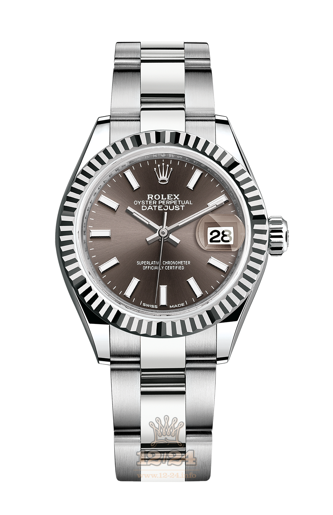 Rolex Datejust Watch 279174-0012 28 mm Steel / White gold Case Brown (chocolate) Dial