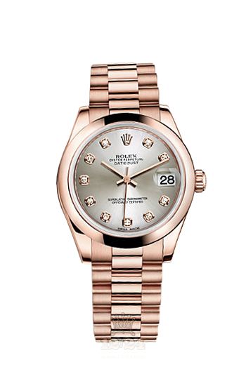 Rolex Datejust Watch 178245f-0016 31 mm Pink gold Case Silver Dial