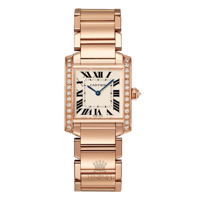 Cartier Tank Watch WJTA0023 30 mm Pink gold Case Golden Dial