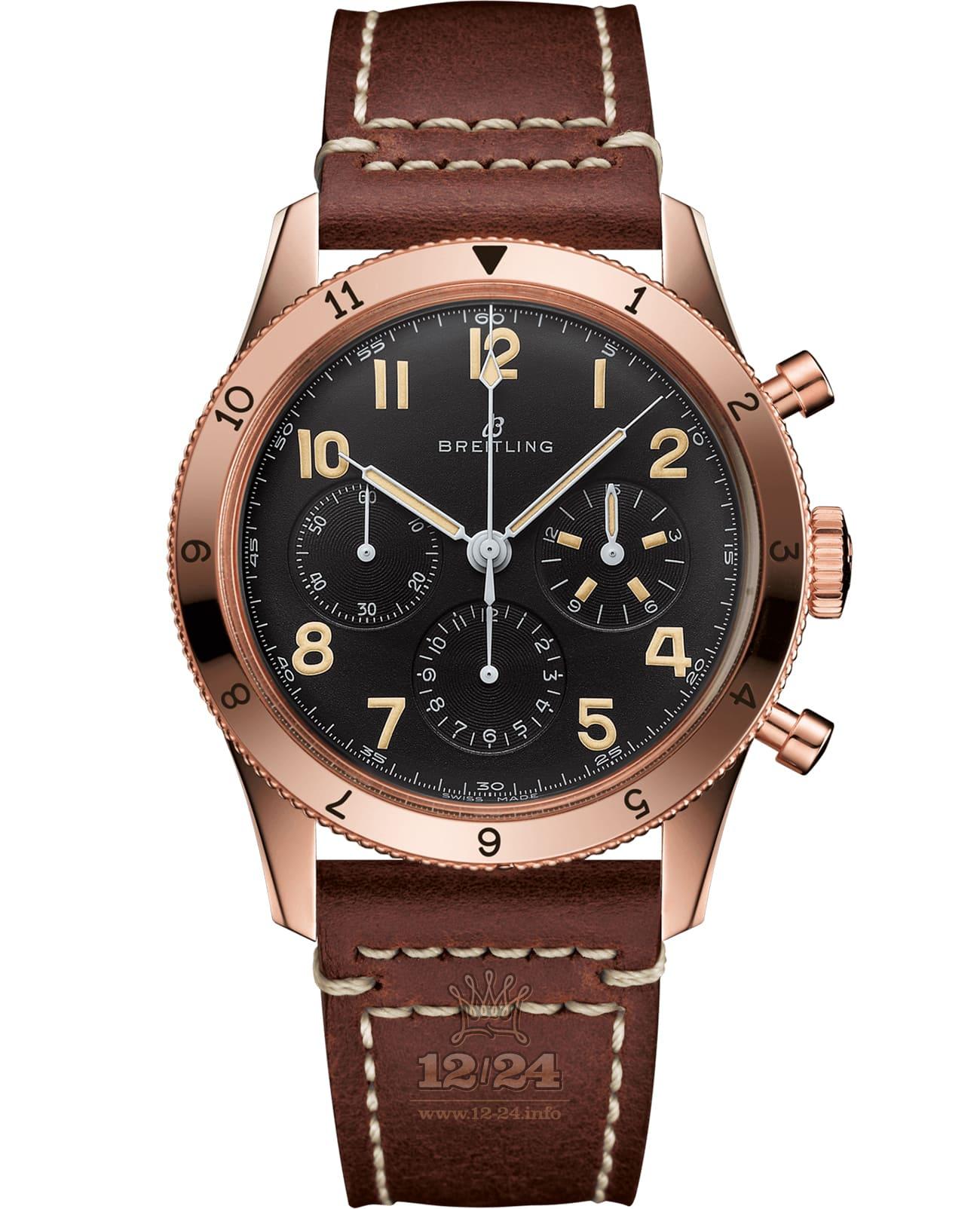 Breitling Classic AVI Watch RB0920131B1X1 41 mm Red gold Case Black Dial