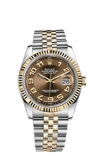 Rolex Datejust Watch 116233-0209 36 mm Steel / Yellow gold Case Brown (chocolate) Dial