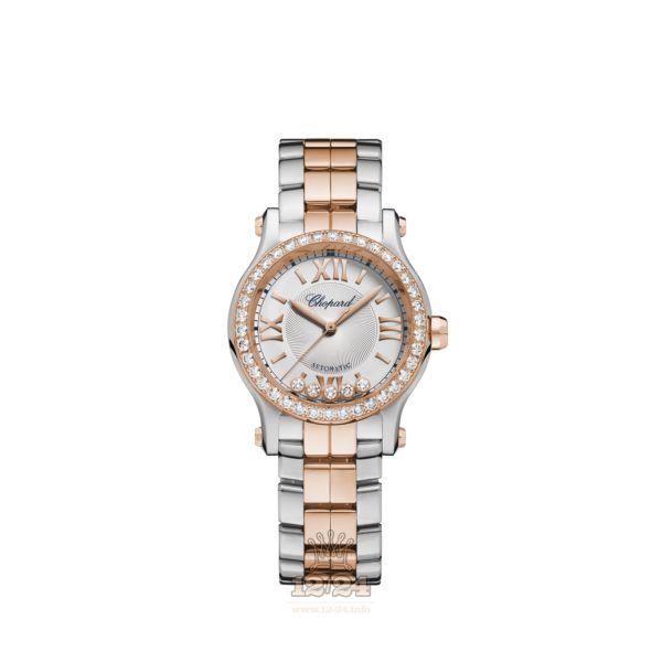 Chopard Happy Sport Watch 278573-6016 30 mm Stainless steel Pink gold Case Silver Dial