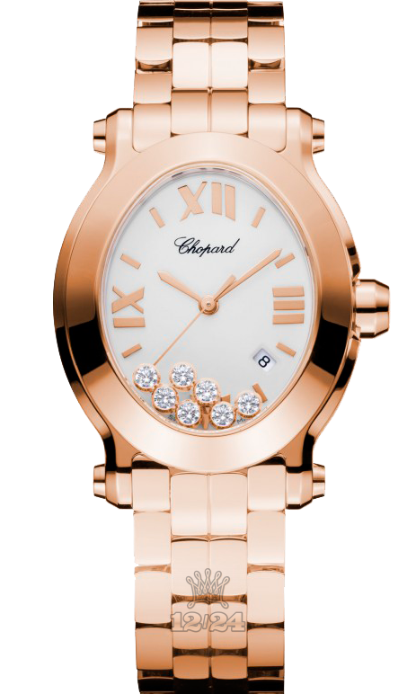 Chopard Happy Diamonds Watch 275350-5002 34 mm Pink gold Case White Dial