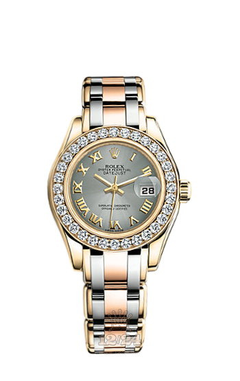 Rolex Pearlmaster Watch 80298-0020 29 mm Yellow gold Case Gray Silver Dial