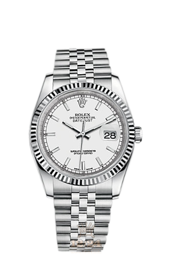 Rolex Datejust Watch 116234-0088 36 mm Steel / White gold Case White Dial
