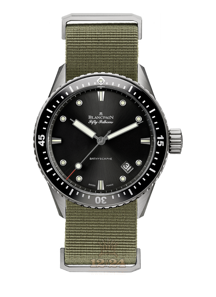 Blancpain Fifty Fathoms Watch 5000-1230-NAKA 43 mm Titanium Case Black Dial
