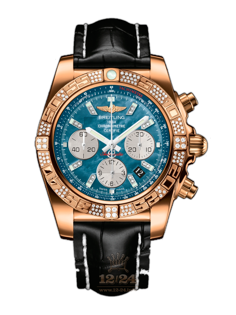 Breitling Chronomat Watch HB0110AE/BC53/743P/H20BA.1 44 mm Pink gold Case Dark blue Dial
