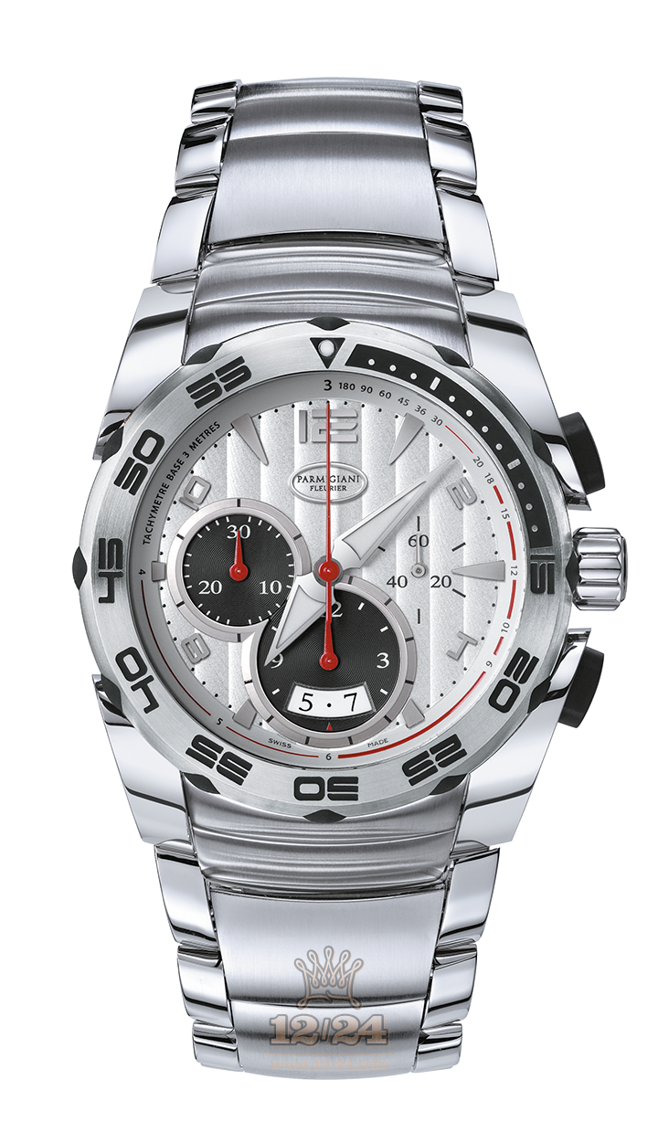 Parmigiani Fleurier Pershing Watch PFC528-0010101-B00102 Stainless steel Case Black Silver Dial