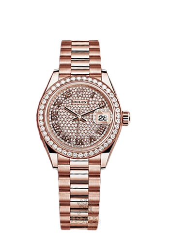 Rolex Datejust Watch 279135rbr-0021 28 mm Pink gold Case Silver Golden Dial