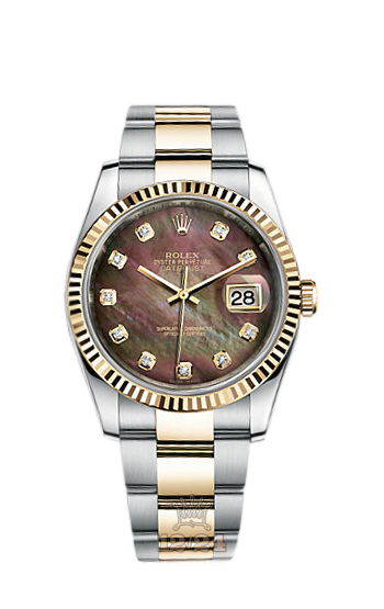 Rolex Datejust Watch 116233-0186 36 mm Steel / Yellow gold Case Black Dial