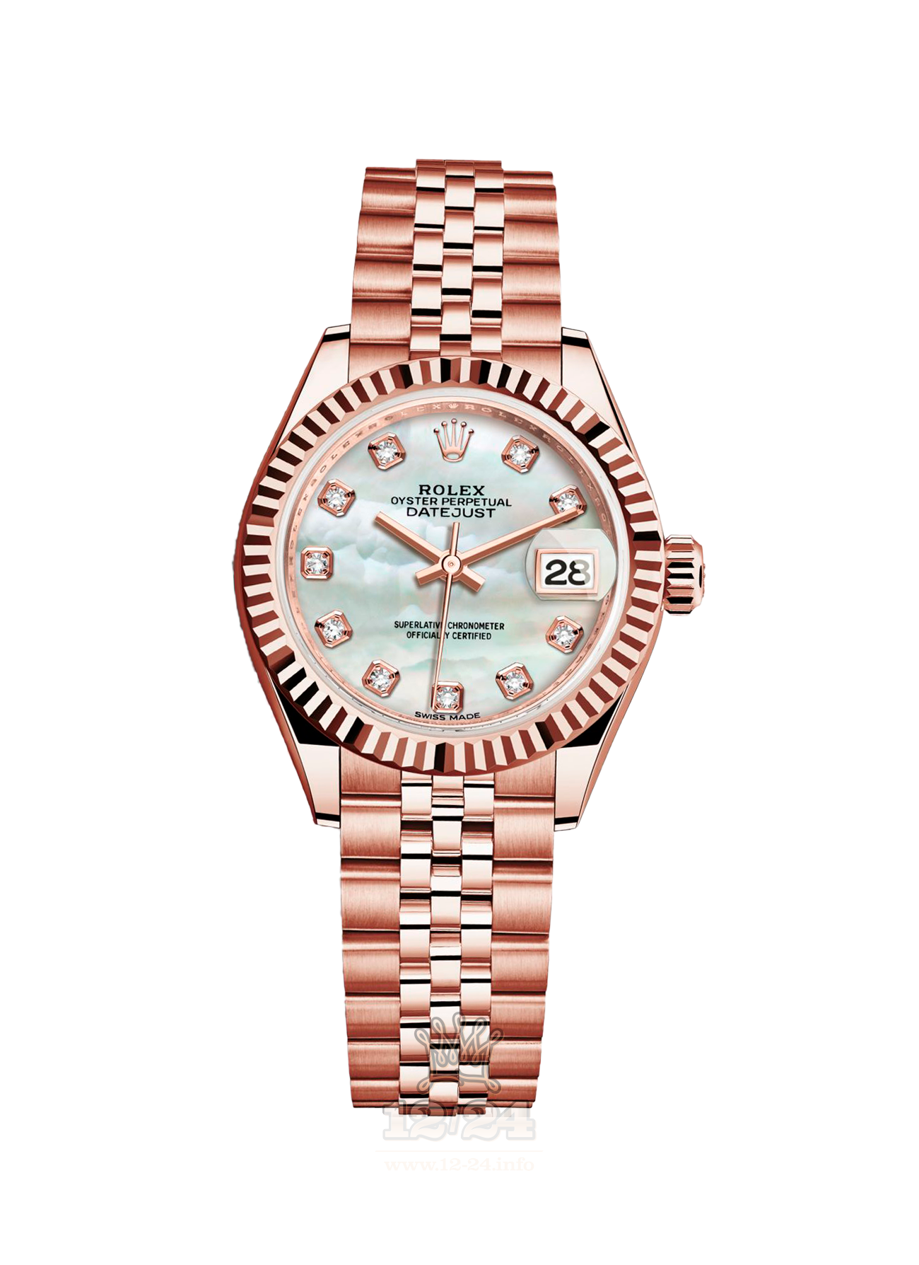 Rolex Datejust Watch 279175-0018 28 mm Pink gold Case White Dial