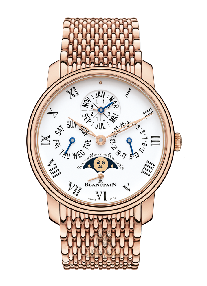 Blancpain Villeret Watch 6659-3631-MMB 42 mm Red gold Case White Dial