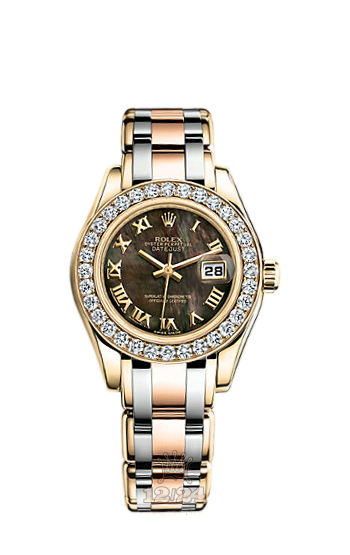 Rolex Pearlmaster Watch 80298-0235 29 mm Yellow gold Case Black Dial