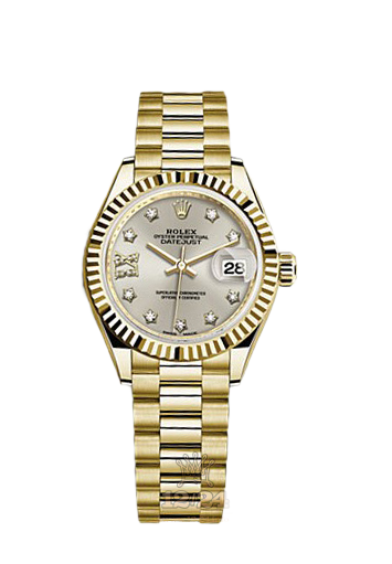 Rolex Datejust Watch 279178-0002 28 mm Yellow gold Case Silver Dial