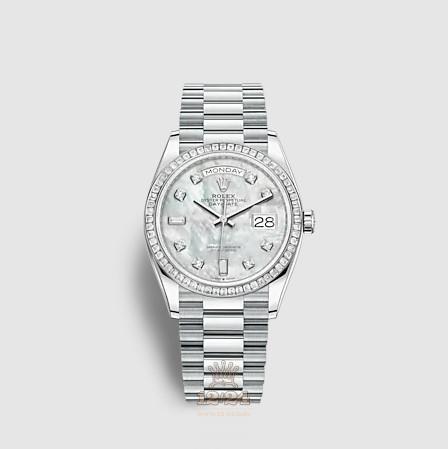 Rolex Day-Date Watch 128396tbr-0005 36 mm Platinum Case White Dial
