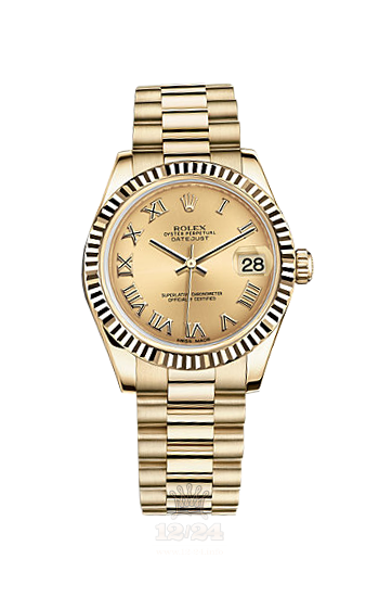 Rolex Datejust Watch 178278-0117 31 mm Yellow gold Case Golden Dial