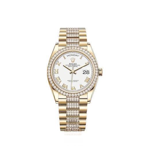 Rolex Day-Date Watch 128348rbr-0043 36 mm Yellow gold Case White Dial