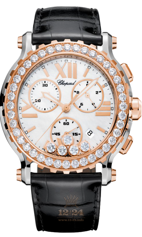 Chopard Happy Diamonds Watch 288506-6001 42 mm Steel / Pink gold Case White Dial